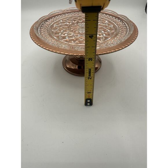 Vintage Kromax Copper With Glass Dish Ornate Pedestal Nut Candy Dish MCM - Picture 5 of 6